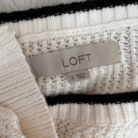 Loft women Tipped Pullover Fit and Flare Knit Sweater With Bow Cuff Detail sz S - Picture 10 of 13